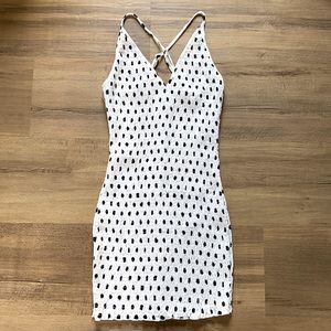 Mura Boutique smocked polka dot white dress 8